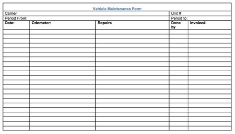 vehicle maintenance record form car care tips car vehicles