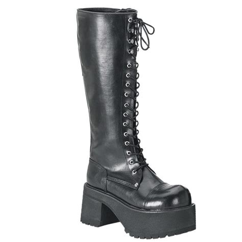 buy demonia ranger 302 3 75 heel black vegan leather platform goth punk knee boot online at