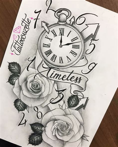 Clock Roses Tattoo Design Clock And Rose Tattoo Traditional Tattoo