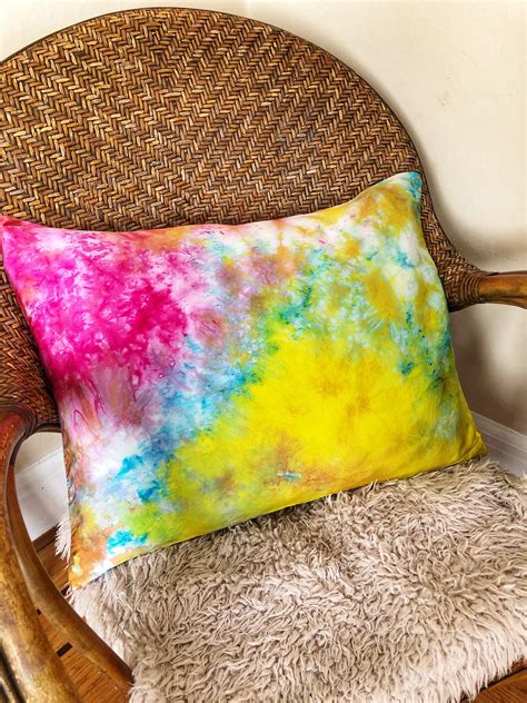 Rainbow Rain Silk Pillowcase Happy Pillow Tie Dye Etsy