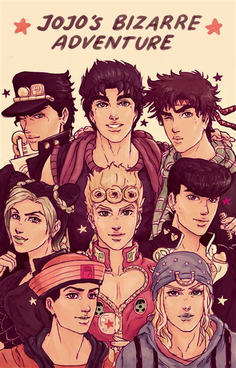 An Advertisement For Jojos Bizarre Adventure With The Main Characters