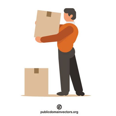 Man Moving Boxes Public Domain Vectors