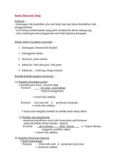 Contextual translation of susut nilai into english. Nota Susut Nilai Aset Tetap