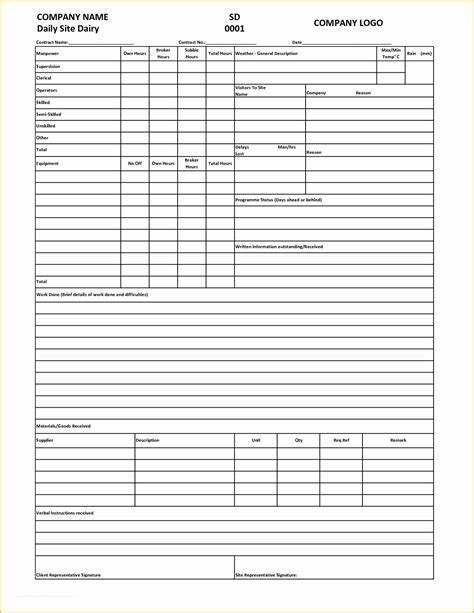 Daily Construction Log Template Free Of Activity Log Excel Project