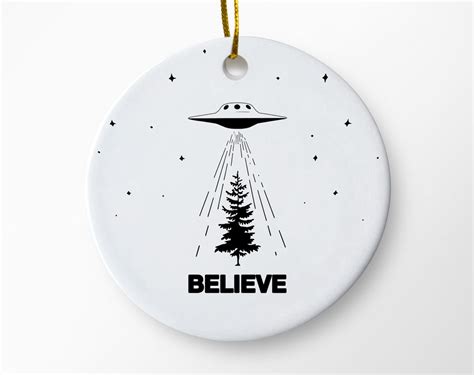 Ufo Christmas Ornament Believe Christmas Tree Ornament Fun Etsy