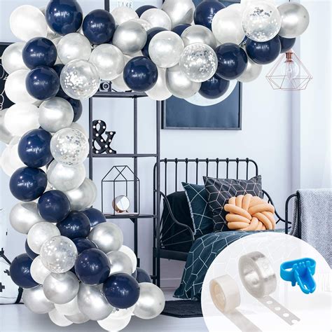 120 Pcs Whaline Balloon Arch And Garland Kit Navy Blue White Latex