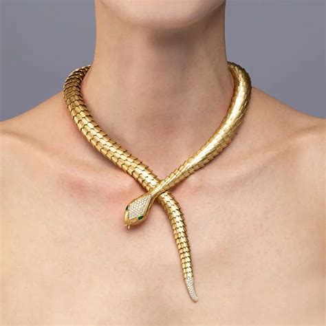 Gold Snake Jewelry Snake Necklace Silver Glamorous Necklace