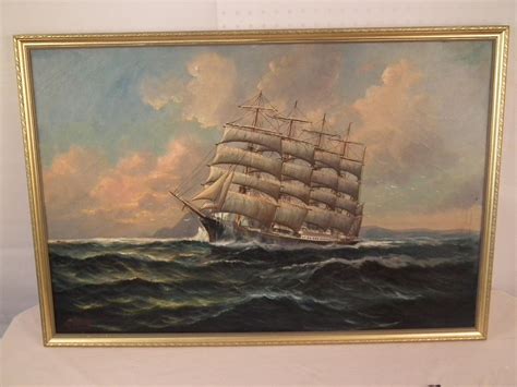 Signed Painting Of Clipper Ship