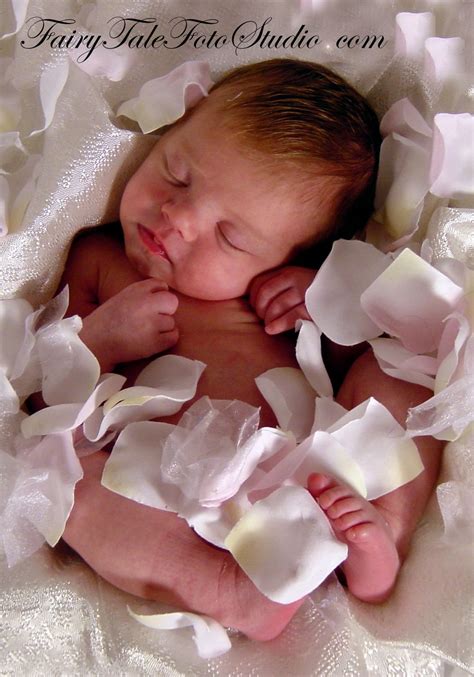 Newborn Baby Girl Sleeping In Pink Flower Petals Portrait