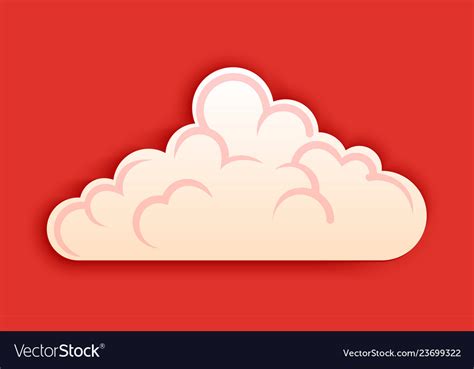 Fluffy Cloud Clipart In Cutted Style On Royalty Free Vector