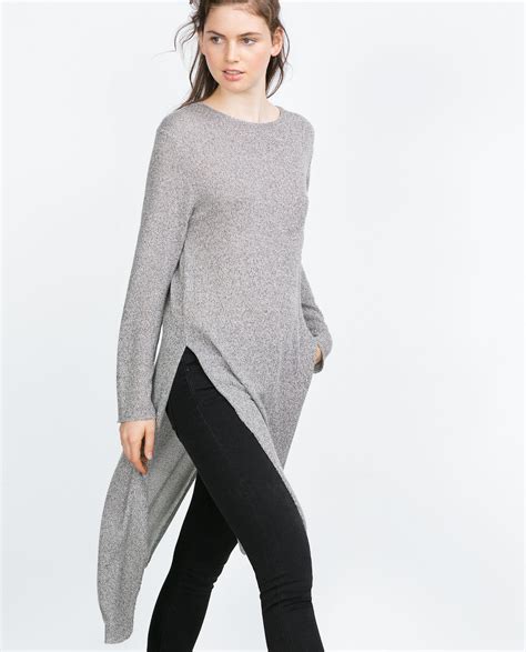 long sweater with side slits view all knitwear woman zara canada