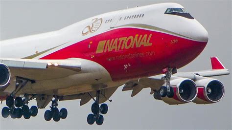 Red Boeing 747 Landing The Former B747 Supertanker Is A Cargo Plane