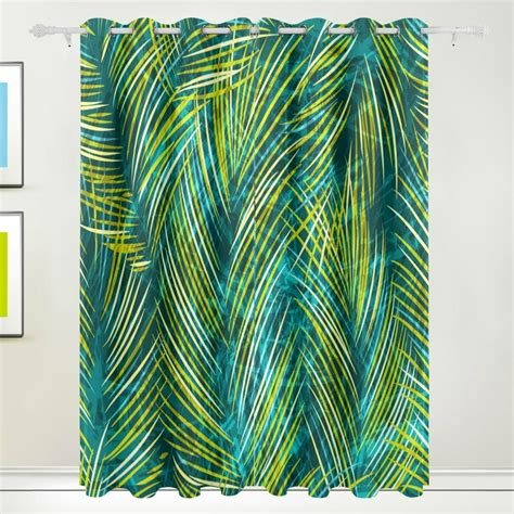 Popcreation Tropical Palm Leaves Window Curtain Blackout Curtains