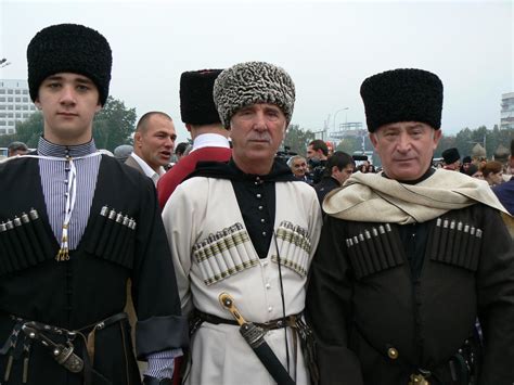 Circassians In Traditional Circassian Costume