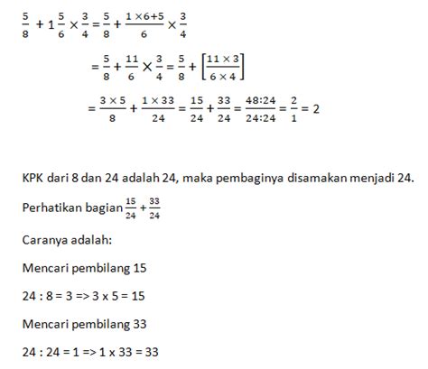 Operasi Hitung Campuran Bilangan Pecahan Matematika Kelas