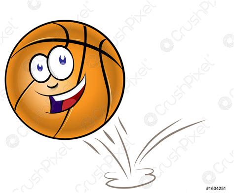 Hüpfender Basketball Cartoon Isoliert Auf Weißem Hintergrund Stock