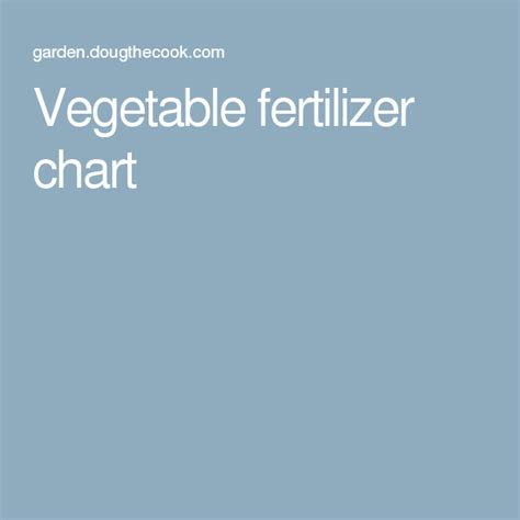 Vegetable Fertilizer Chart Fertilizer Vegetables Chart