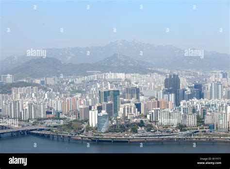 View Of Seoul From 63 Building Korea Stock Photo Alamy