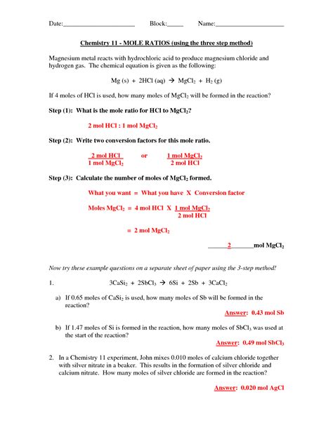 Moles Worksheet With Answers Worksheeto Com
