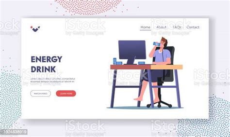 Energy Drink Landing Page Template Man Gamer Character Playing Video