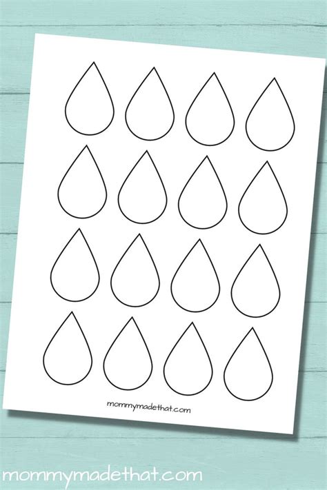 Raindrop Templates Free Printables Of Different Sizes In Rain