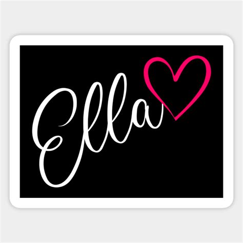 Ella Name Calligraphy Pink Heart Ella Name Sticker Teepublic