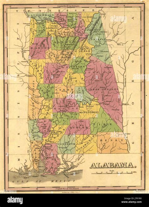 1823 Map Of Alabama Counties Stock Photo Alamy