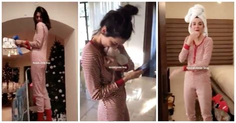 Kendall Jenner Wears A Burts Bees Christmas Onesie On Snapchat Teen