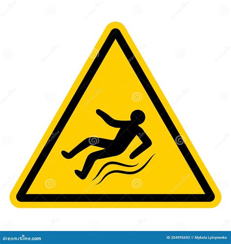 Yellow Warning Sign With A Falling Slipping Person Vector Sign Of Ice