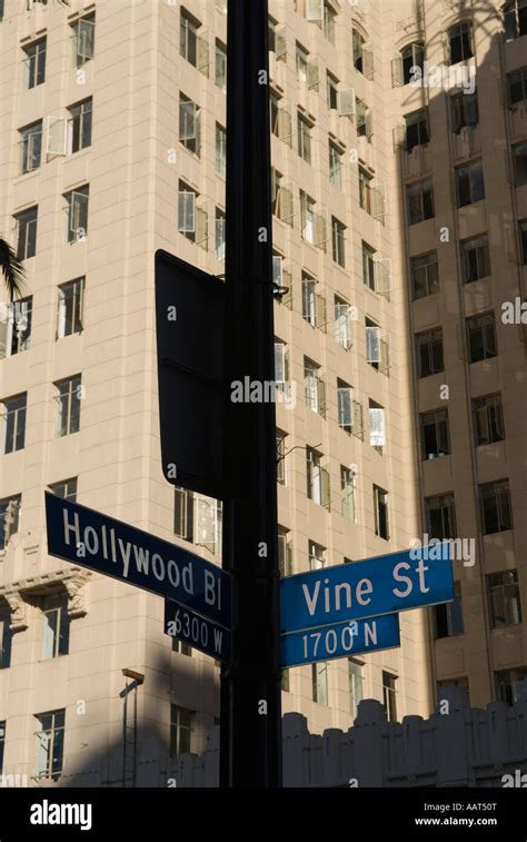 Hollywood And Vine Street Sign Los Angeles California Stock Photo Alamy