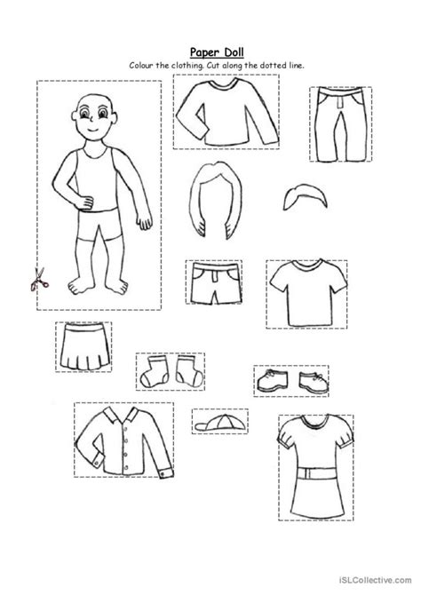 Paper Doll Clothing For Kindergart English Esl Worksheets Pdf And Doc