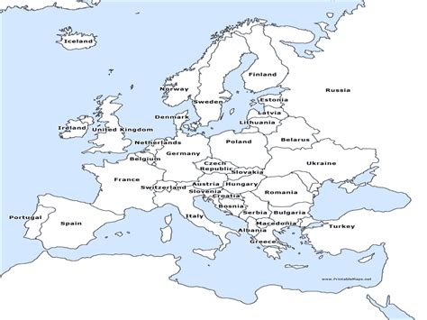 Europe Outline Map Labled Graphic Organizer For 5th 12th Grade