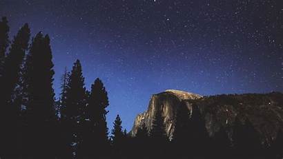 Night Mountains Trees Forest Background Stars 1080p