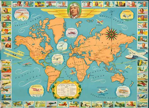 Famous Flights And Air Routes Of The World Geographicus Rare Antique Maps