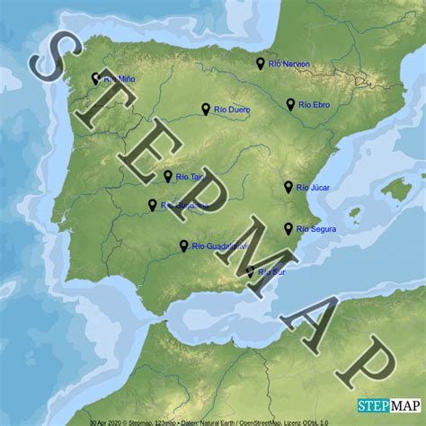 Stepmap Lección 9 Mapa Ríos España Landkarte Für Spain