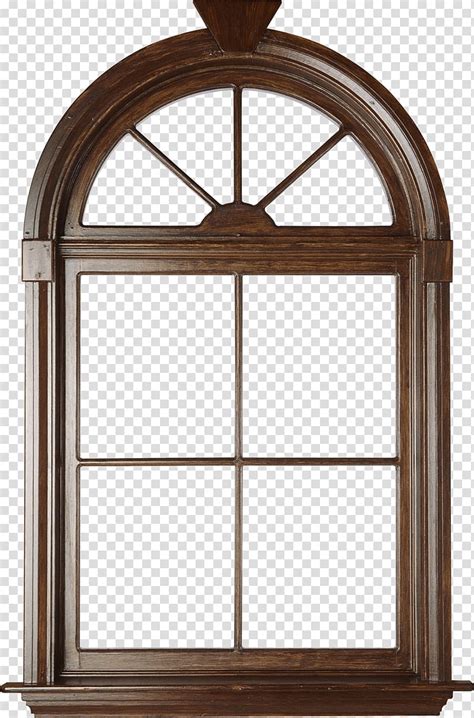 Arch Shaped Brown Wooden Windowpane Window Blind Window