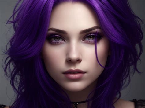 Premium Ai Image Beautiful Woman With Purple Hair And Black Eyes