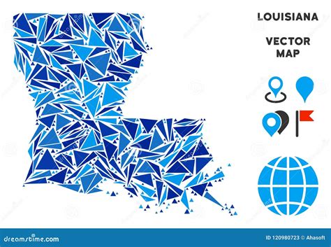 Blue Triangle Louisiana State Map Stock Vector Illustration Of