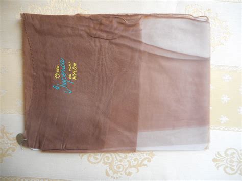 Vtg 50s Seamed Cuban Heel Nylon Stockings Brown Color 15 Denier Sz 9