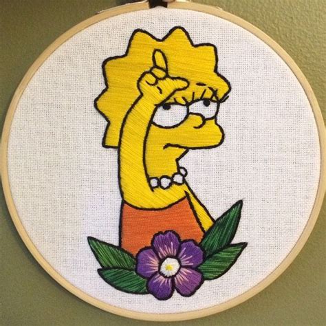 Hand Made Lisa Simpson Embroidery Hand Embroidery Designs Diy