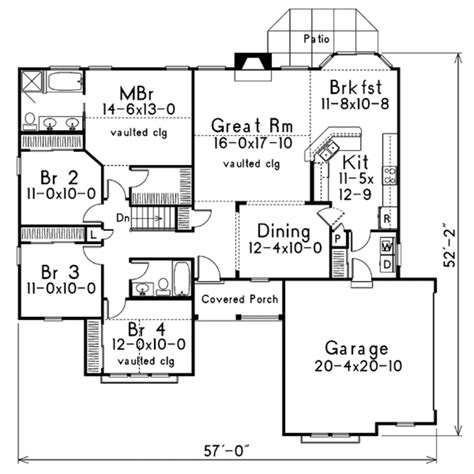 Traditional Style House Plan 4 Beds 2 Baths 1761 Sqft Plan 57 184
