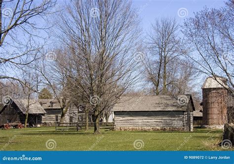 Early American Pioneer Homestead Stock Photo - Image of wagon, wooden