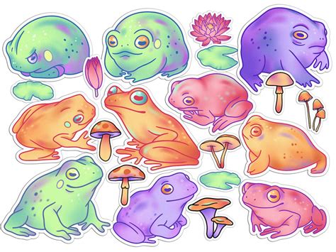 Funny Frogs Sticker Vinyl Sheet Frog Painting Decal Bundle Etsy