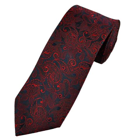 Tresanti Navy Blue And Red Paisley Patterned Mens Silk Designer Tie From
