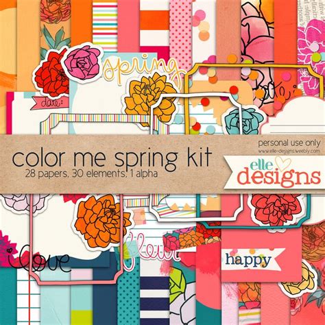 Quality Digiscrap Freebies Color Me Spring Mini Kit Freebie From Elle