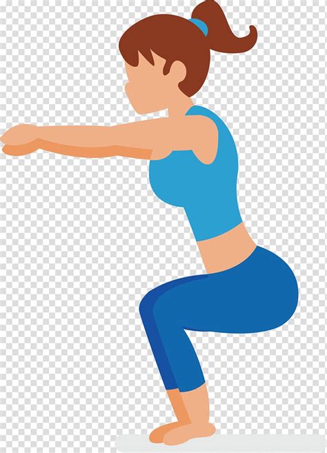 Free Download Exercising Woman Illustration Cartoon Squat Physical
