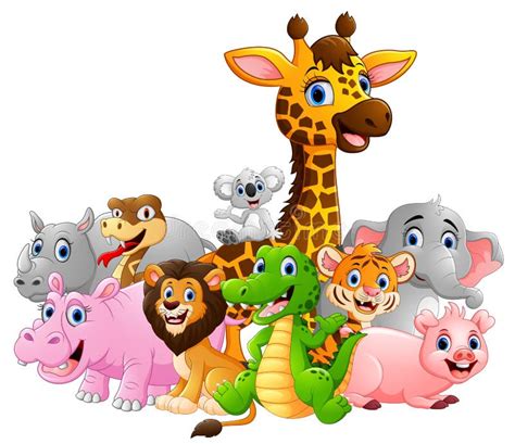 Happy Safari Animal Cartoon Stock Vector Illustration Of Cartoon