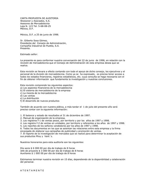 Carta Propuesta De Auditoria