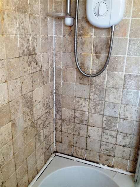 Purchase grout that matches the color of the grout currently used in your bathroom. Mouldy Travertine tiled bathroom cleaned in Glasgow ...