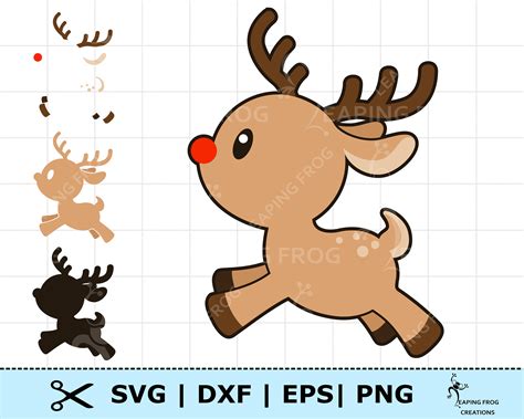 Cute Rudolph The Red Nose Reindeer Svg Png Dxf Eps Cricut Etsy